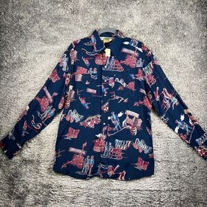Rocking K Ranchwear Wyatt Earp Pearl Snap All Over Print Shirt L NWT Kennington